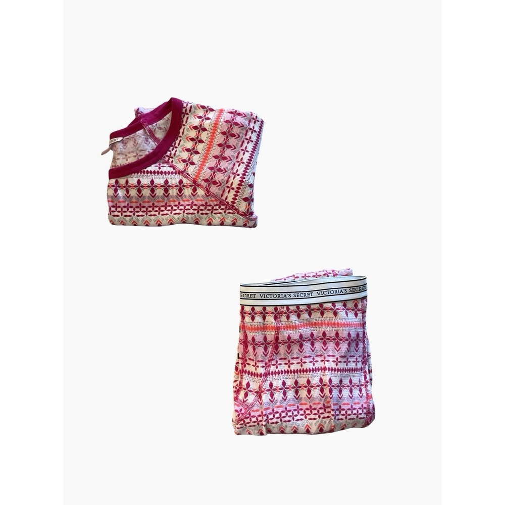 Victoria's Secret Thermal Long John Pajama Set Pink Womens Medium